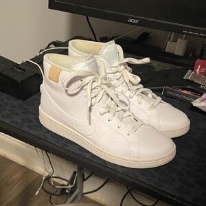 Nike white court royale mid with mint green tongue